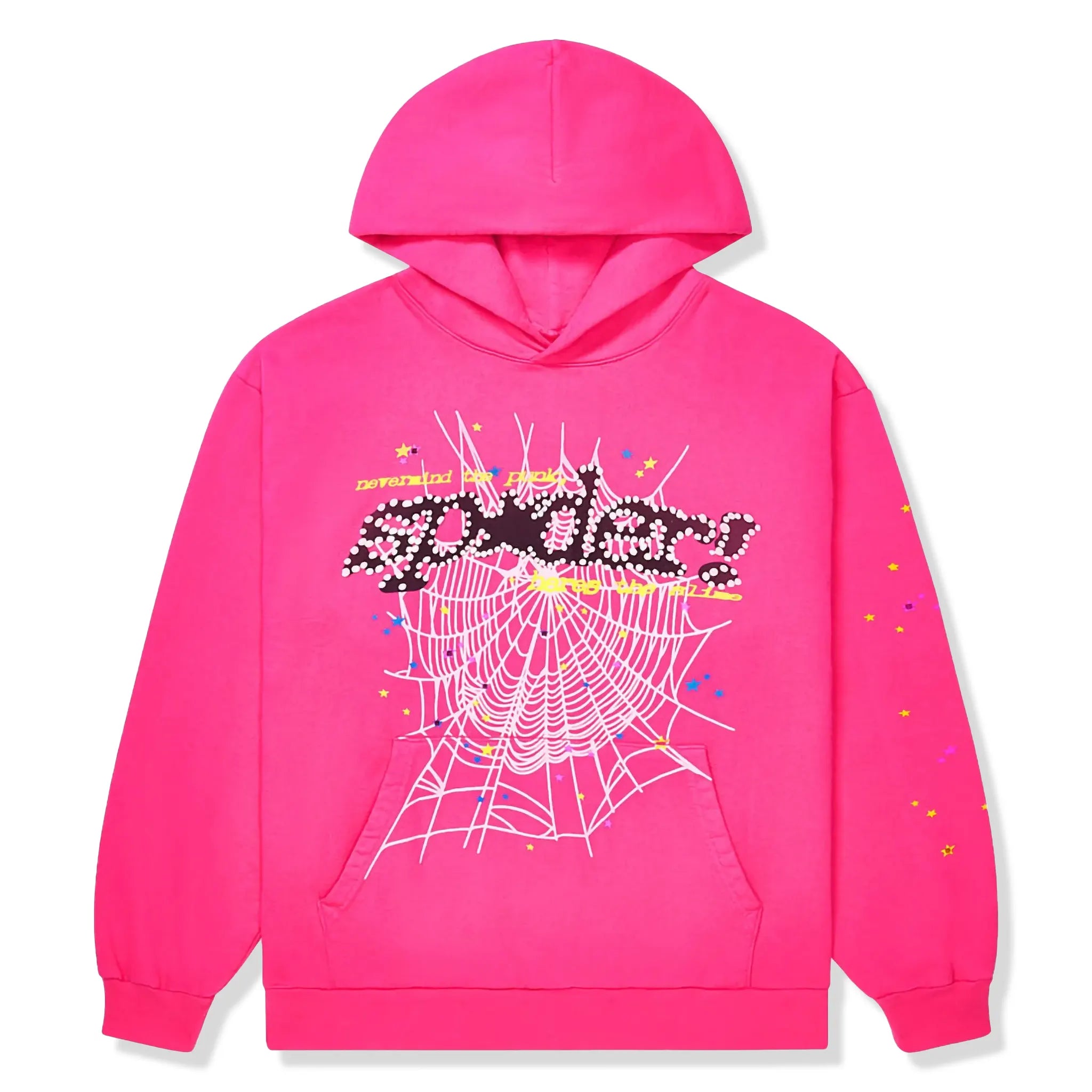 Front View of Sp5der P*nk V2 Pink Hoodie (FW23) SP5 MGSP5 HD
